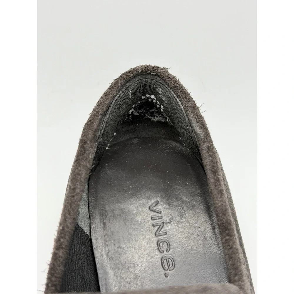 Vince Womens Suede Platform Wedge Loafers Charcoal Grey Slip On Shoes - Picture 8 of 10